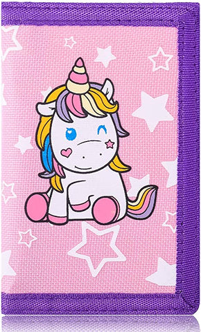 Trifold Canvas Outdoor cartoon Wallet for Kids - Unicorn