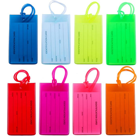 Colorful Flexible Travel Luggage Tags for Baggage Bags/Suitcases - Name ID Labels Set for Travel